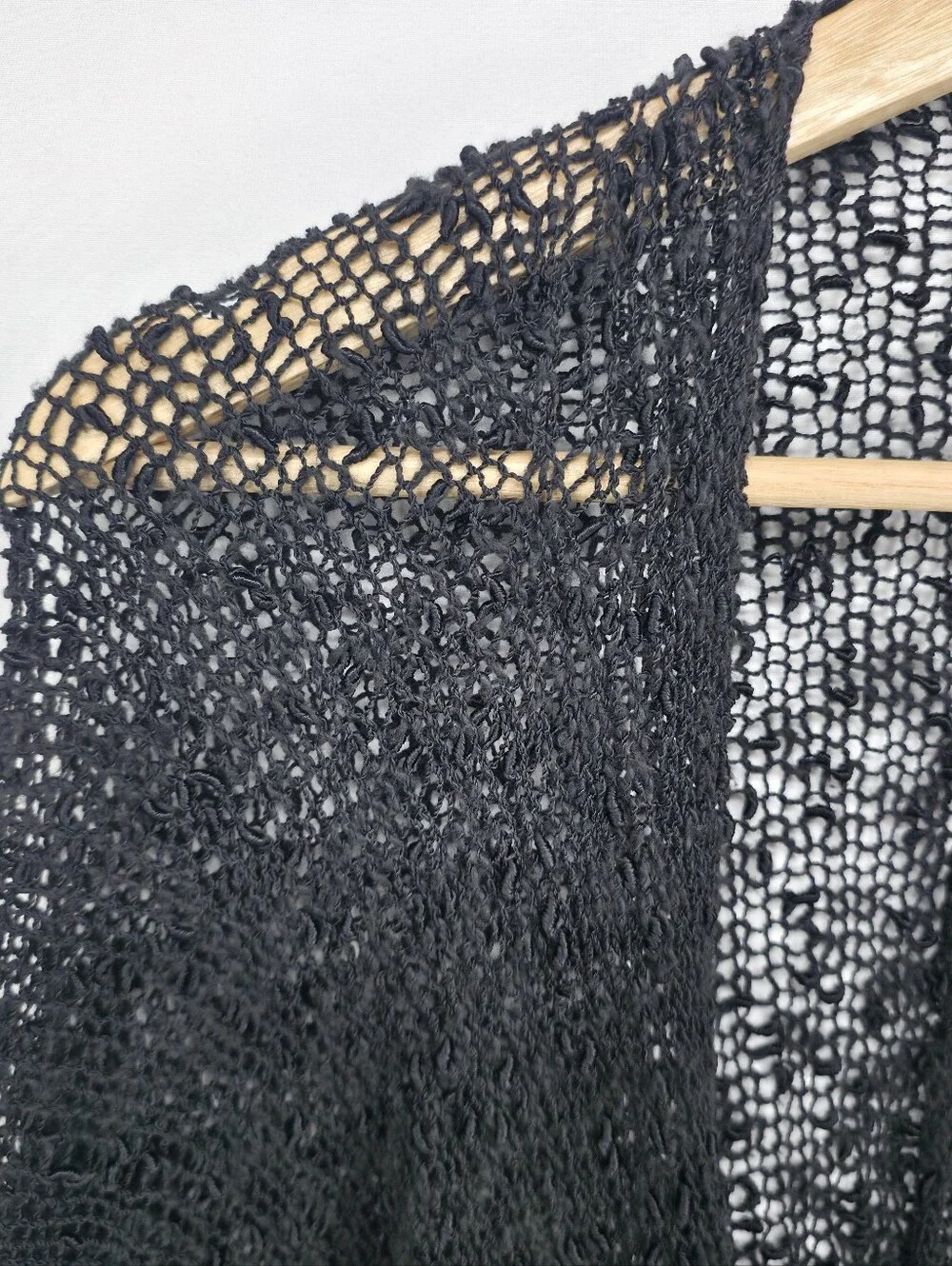 Coldwater Creek Black Open Knit Shawl Wrap One Size Boho Lagenlook Minimalist